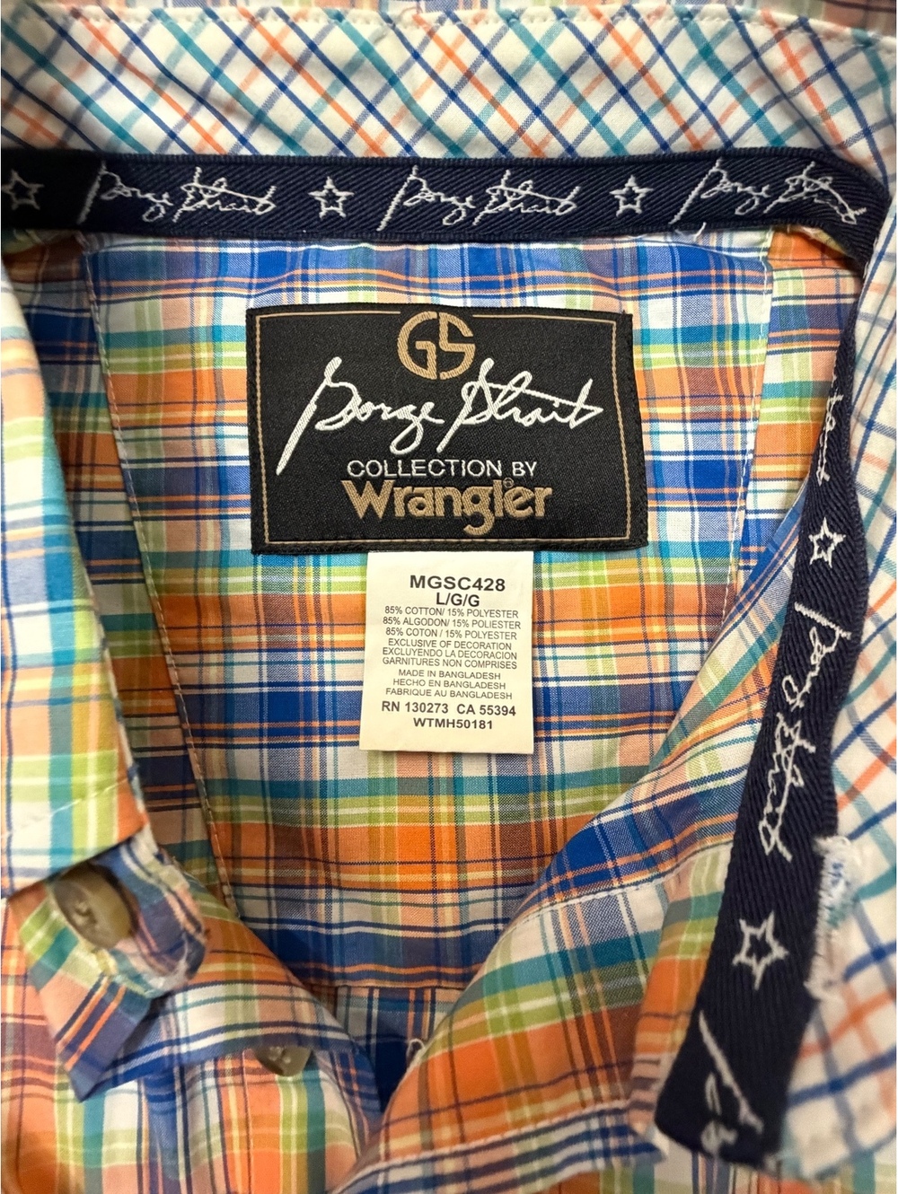 Borg Strout Collection by Wrangler Men's Long Sleeve Plaid Shirt L/G